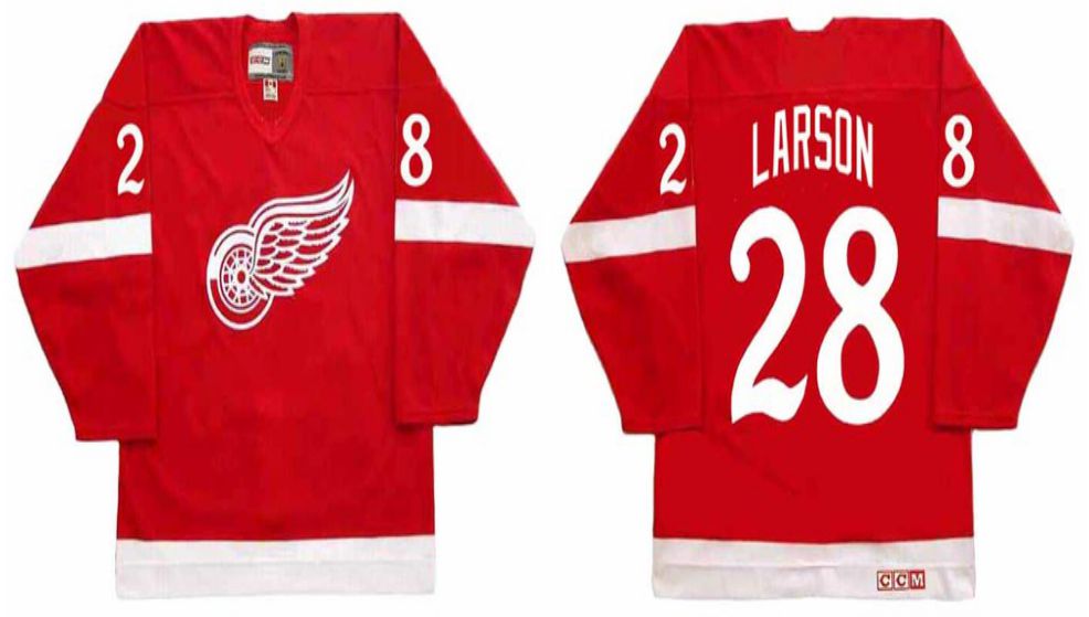 2019 Men Detroit Red Wings #28 Larson Red CCM NHL jerseys